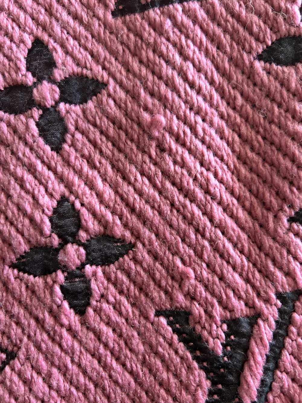 LV Initials Pink and Dark Gray Knit Fashion Scarf - Picture 2 of 4